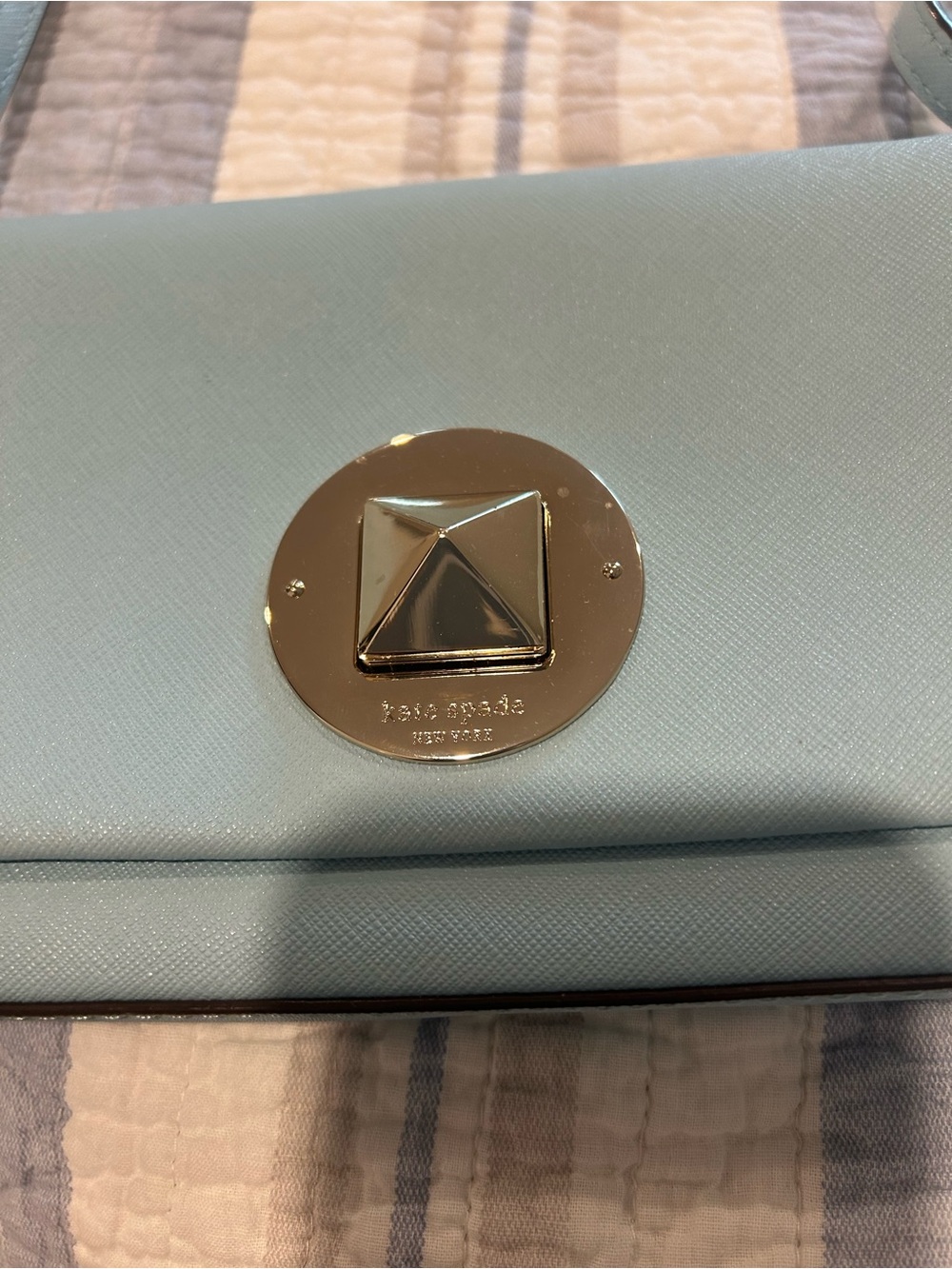 kate spade Powder Blue Clutch with Gold-Tone Turn Lock